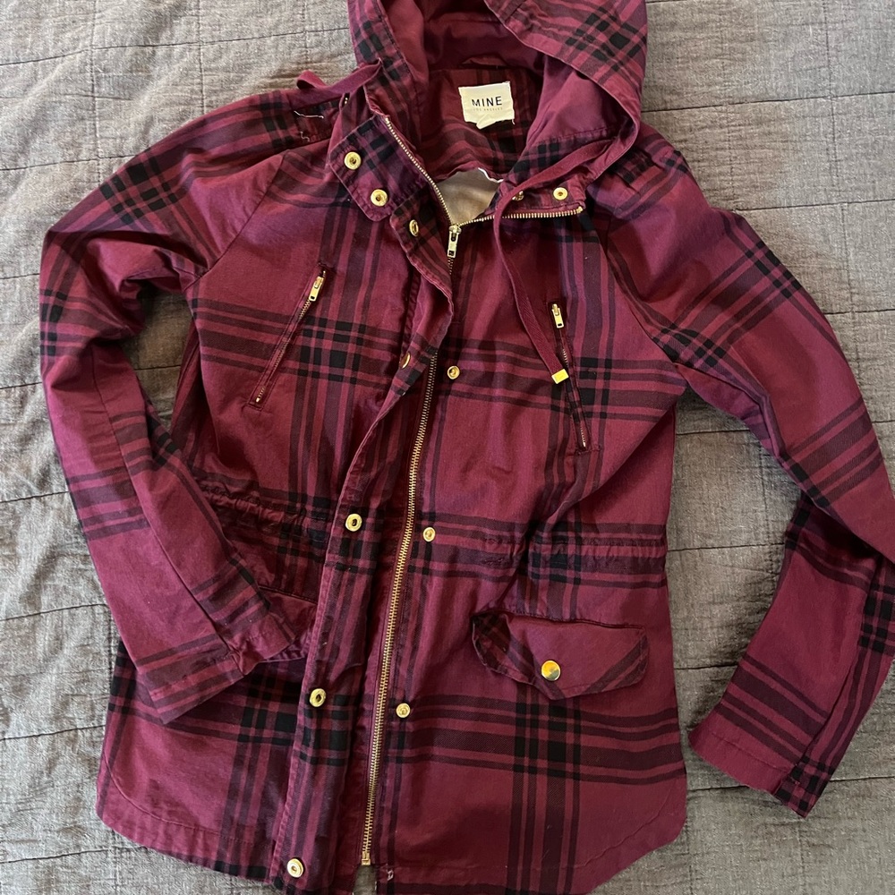 Mine Red and Black Utility Jacket with Hood